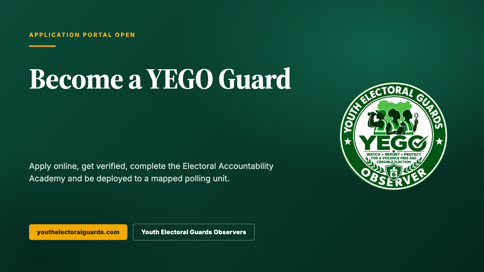 Application portal open: become a YEGO Guard.